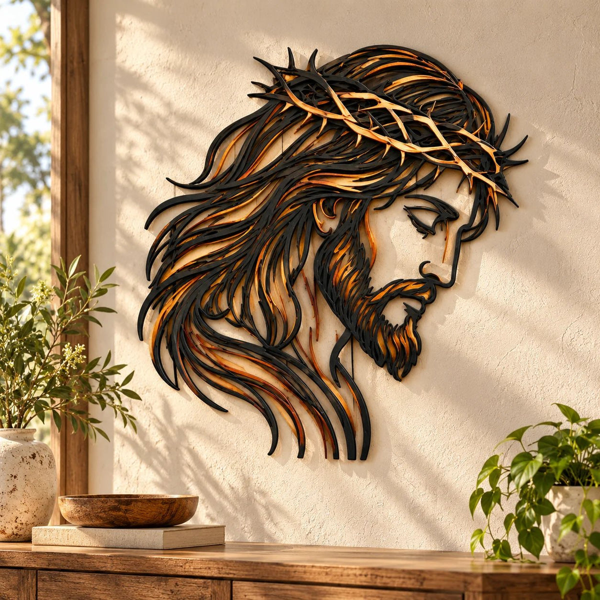 ✝️ Crown of Grace Jesus Metal Wall ArtTM – Rustic Faith-Inspired Christian Wall Decor
