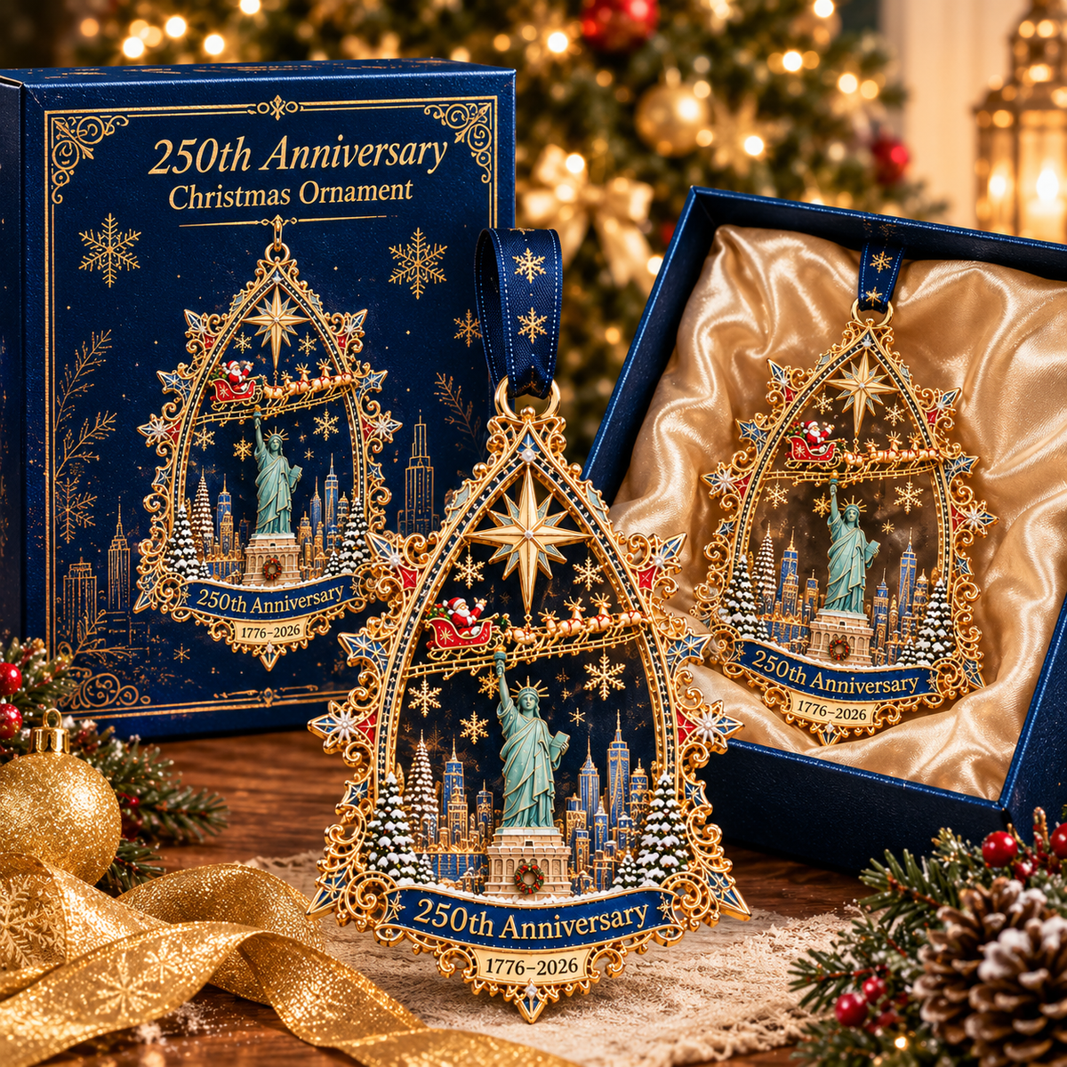 ππΊπΈ Limited Edition!π250th Anniversary Christmas Ornament 2026,Statue of Liberty & New York City Commemorative Ornament,