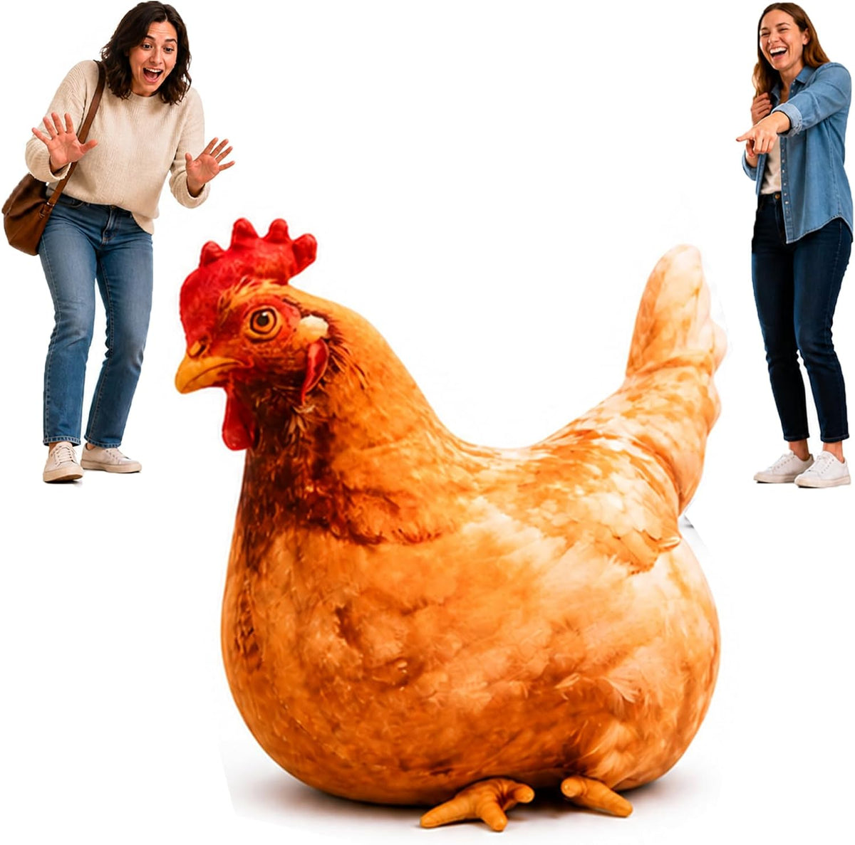 Chicken-Shaped Plush Pillow - Cute Hen Stuffed Animal, Realistic Look Home Decorative Cushion π