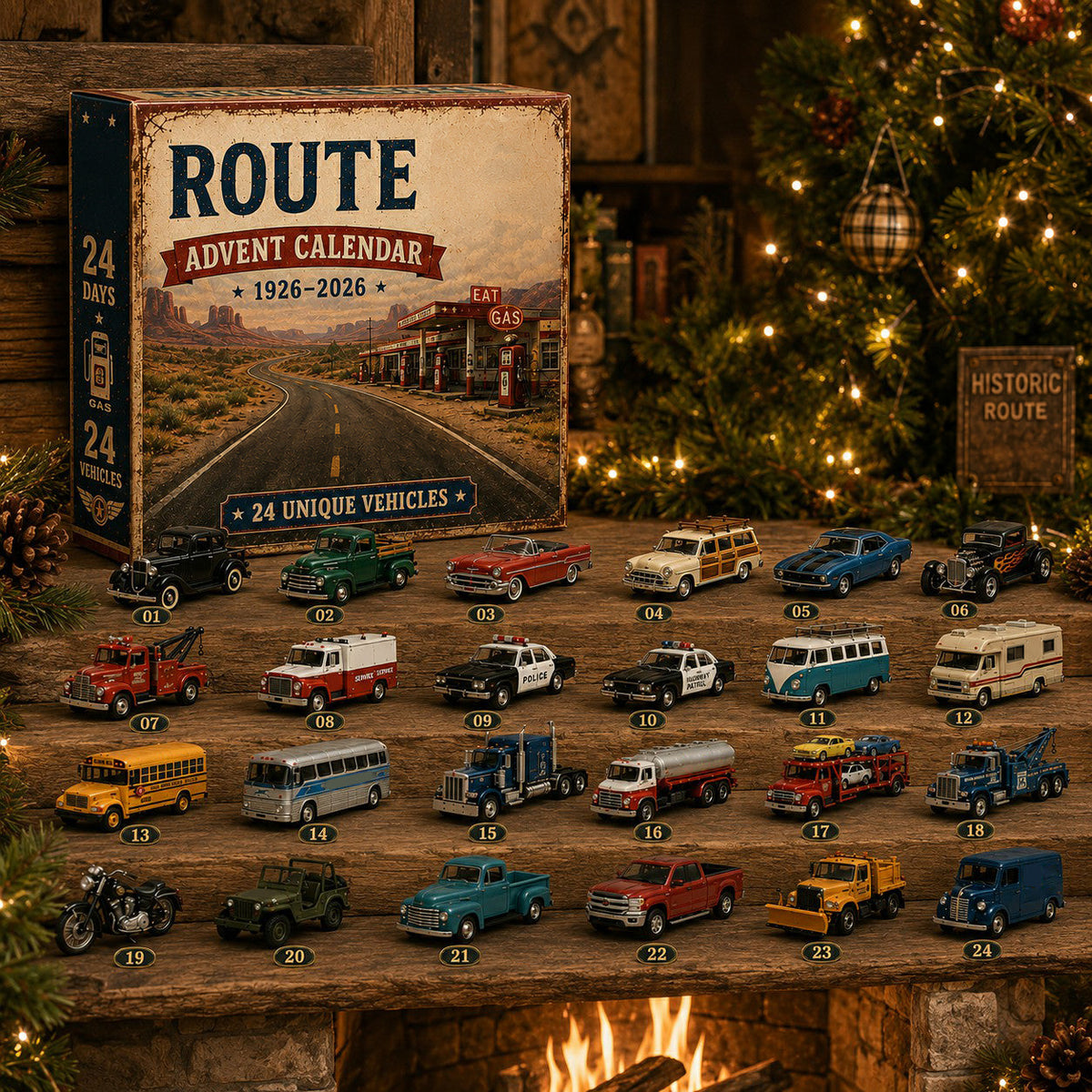 🎉🇺🇸 Limited Edition! 🔥🎁✨ Route 66 Centennial Advent Calendar – 24 Days of American Road Legends | 1926–2026 Collector’s Edition