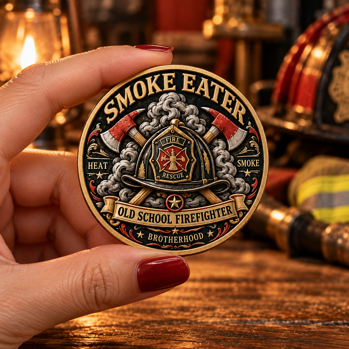 🔥 Smoke Eater Old School Firefighter Challenge Coin