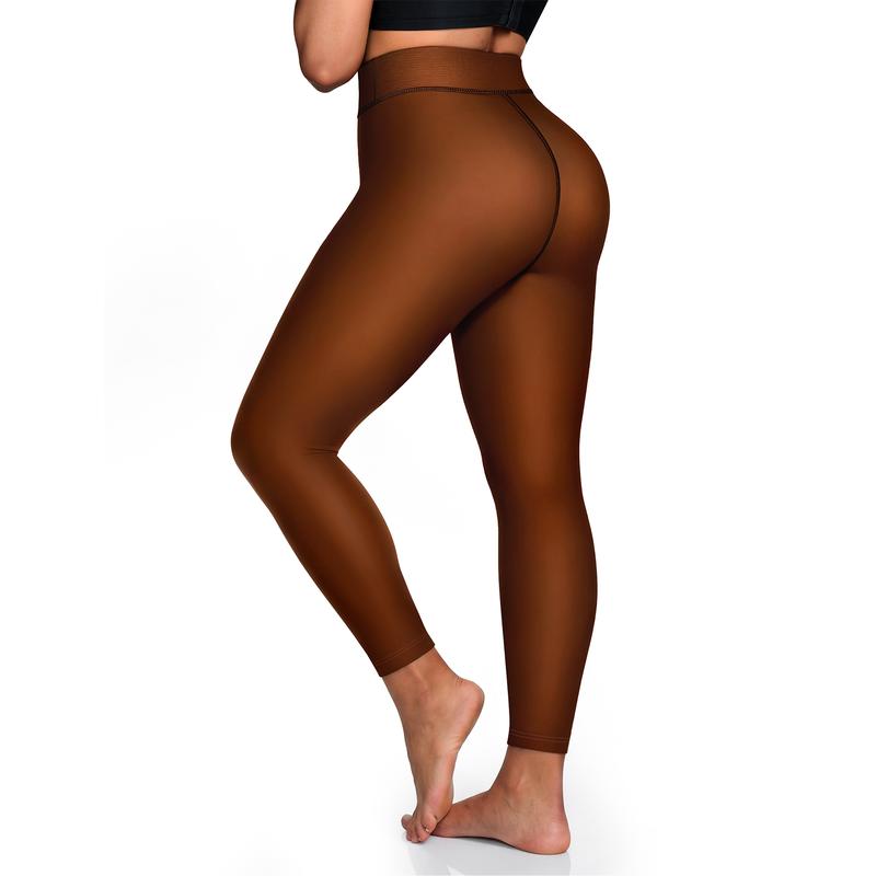 Women Fleece Lined Tights Body Slimming Leggings Sheer Fake Translucent π€