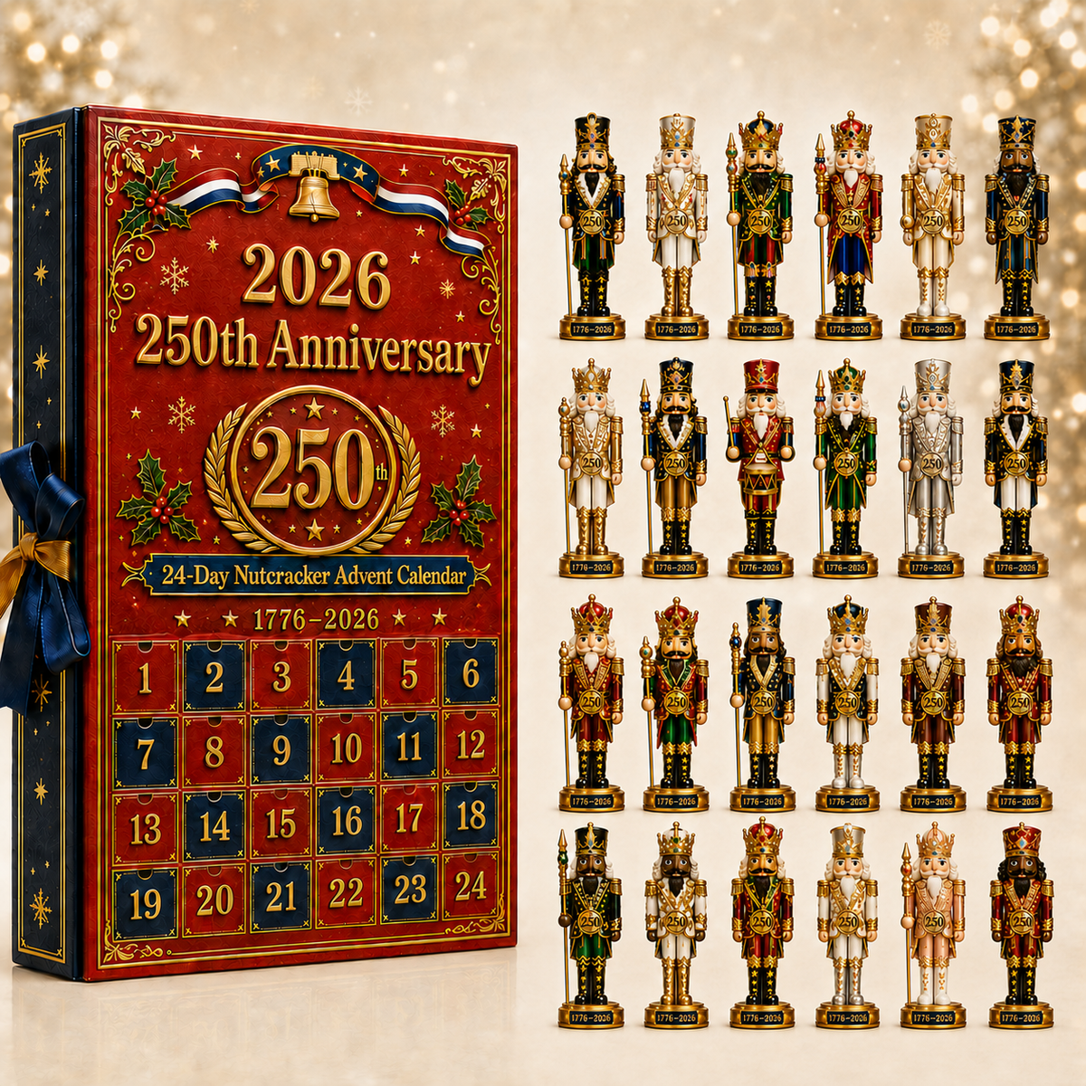 🎉🇺🇸 Limited Edition! 🔥🎁250th Anniversary Nutcracker Christmas Countdown Calendar Blind Box Set