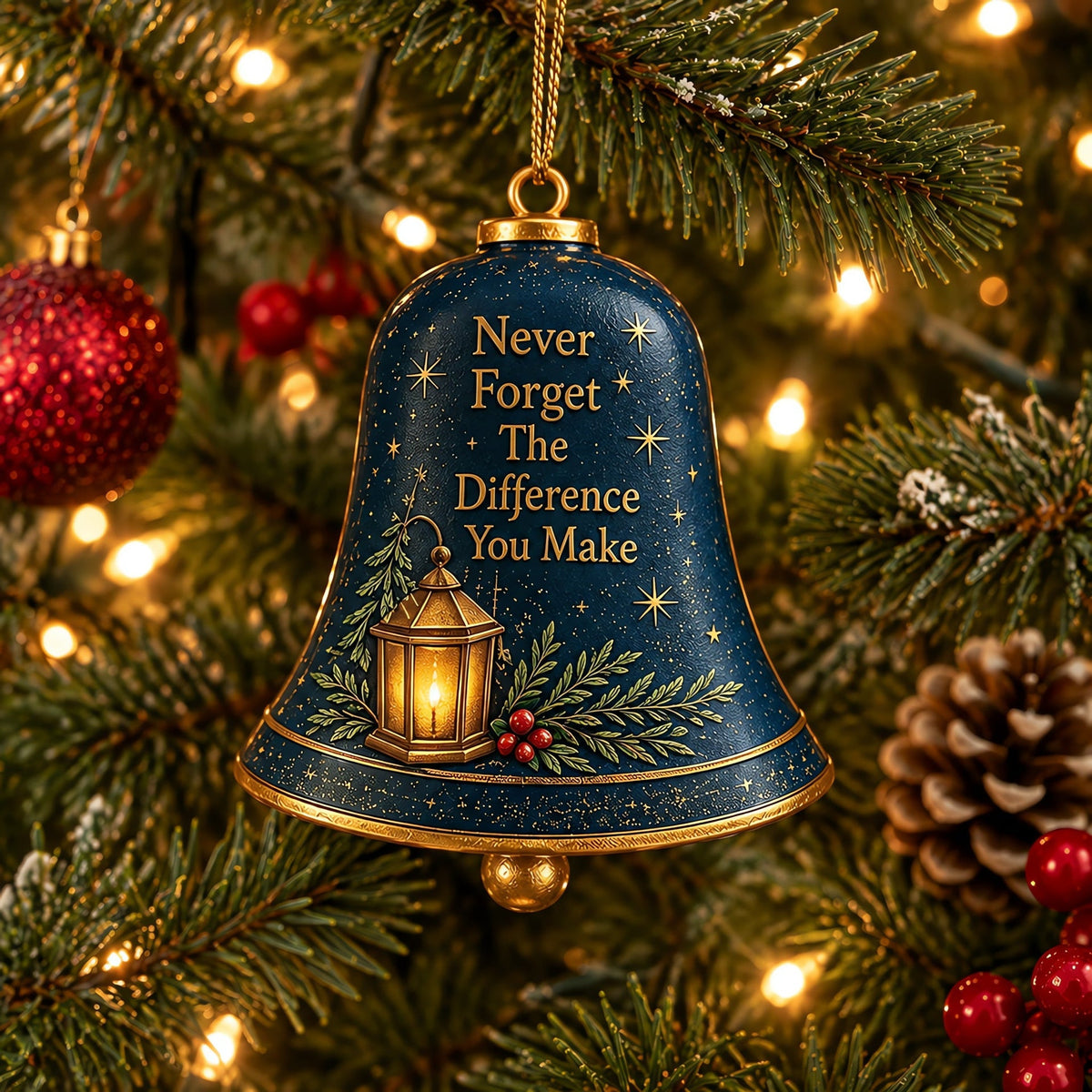 π Sentimental Christmas Bell Ornament β 3D Keepsake with Gold Accents & Heartfelt Verse