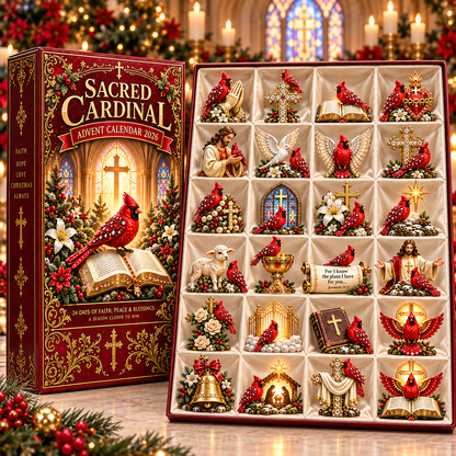 🔥Sacred Cardinal Advent Calendar 2026 – 24 Christian Keepsake Figurines of Faith, Hope & Christmas Blessings.