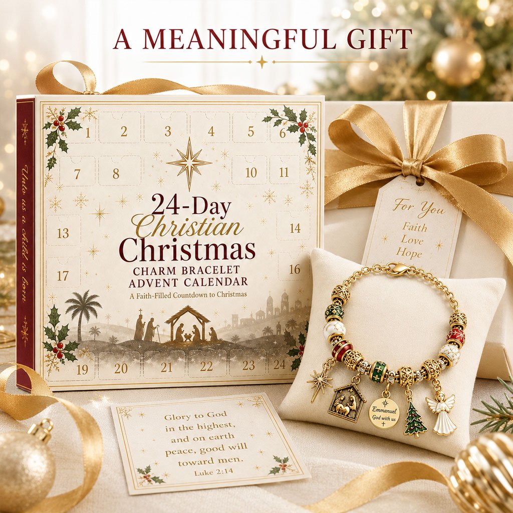 🎉🇺🇸 Limited Edition! 🔥🎄24-Day Christian Christmas Charm Bracelet Advent Calendar