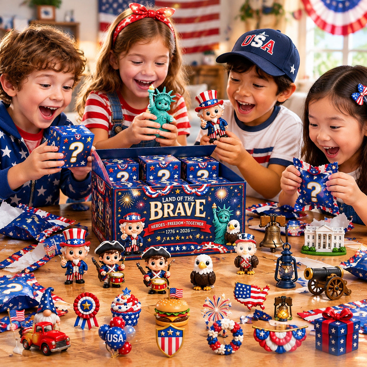 250 Years of American Spirit Ornaments Advent Calendar, 24Pcs Patriotic Hanging Decor Gift Box
