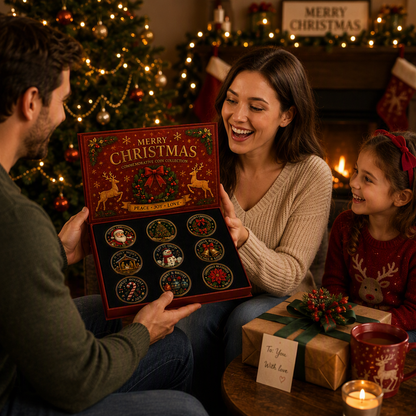 🎉🇺🇸 Limited Edition! 🔥 Only 250 Available! 🌟Christmas Commemorative Coin Collection (9-Coin Gift Set)