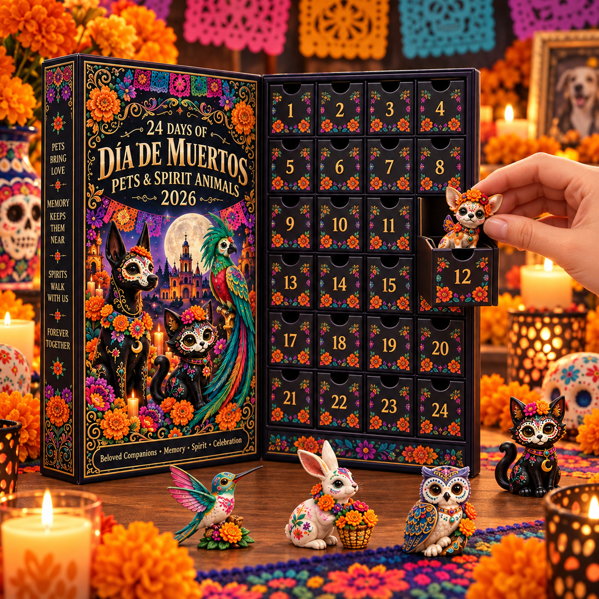 🎉🇺🇸 Limited Edition! 🔥Día de Muertos Pets & Spirit Animals Advent Calendar 2026