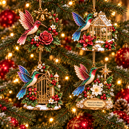 Hummingbird Christmas Ornaments – 4-Piece Keepsake Set