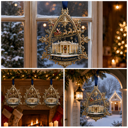 🎉🇺🇸 Limited Edition!🔥🔥250th Anniversary: Santa Flying Over the White House on a Snowy Night