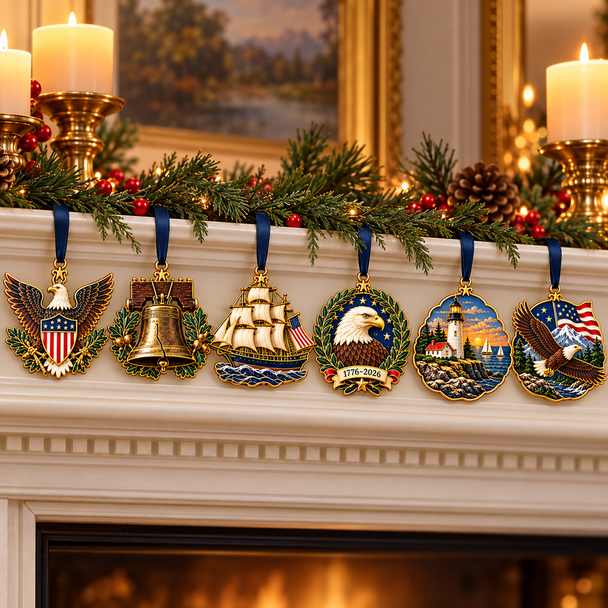 🎉🇺🇸 Limited Edition! 🔥American Eagle Heritage Christmas Ornament Collection