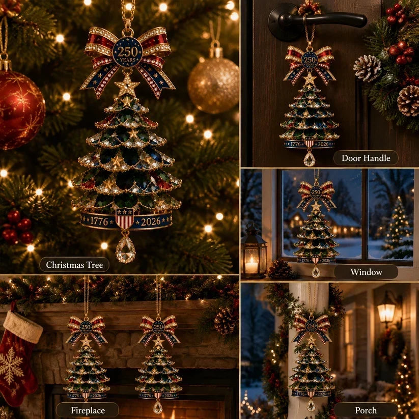 🎄250th Anniversary Jeweled Christmas Tree Ornament (1776–2026)