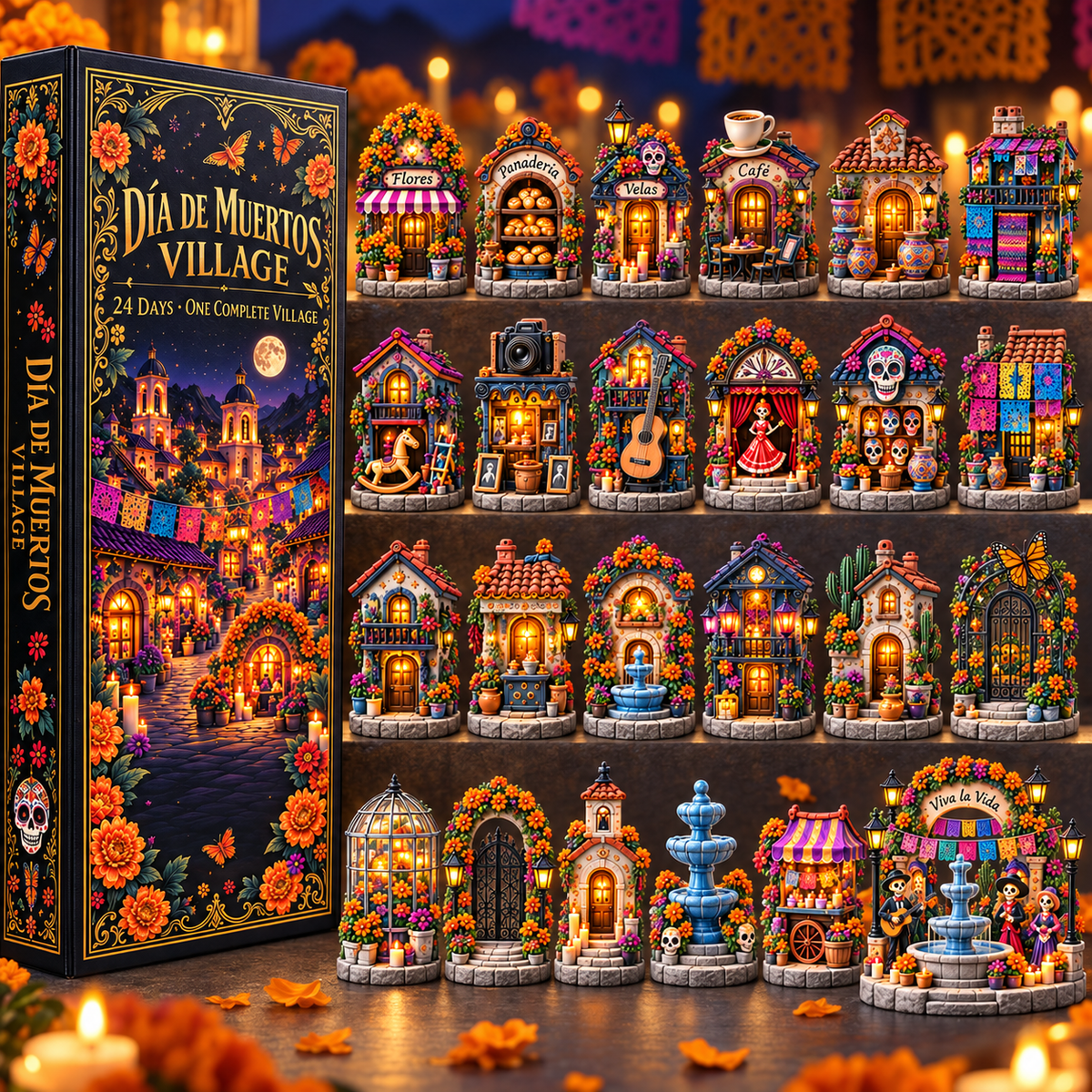 🎉🇺🇸 Limited Edition! 🔥 Only 250 Available! 🌟Día de Muertos Village Advent Calendar