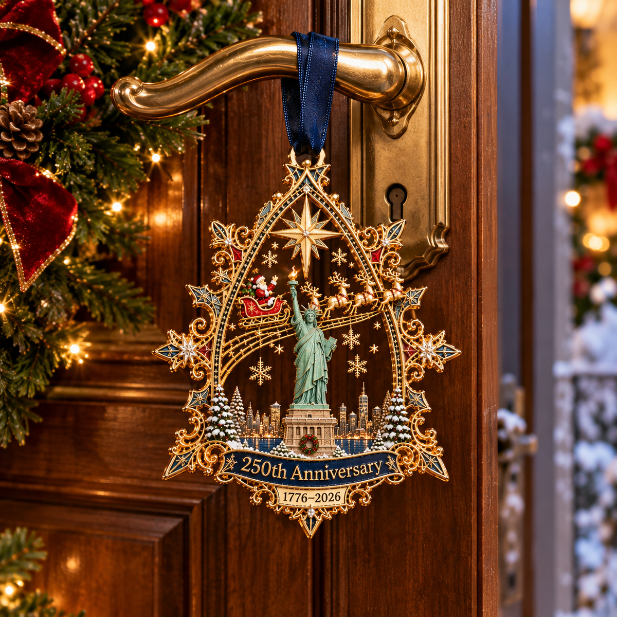 🎉🇺🇸 Limited Edition!🎄250th Anniversary Christmas Ornament 2026,Statue of Liberty & New York City Commemorative Ornament,
