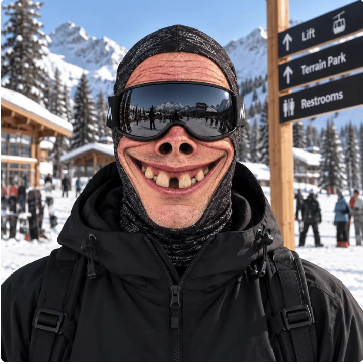 Funny Realistic Face Ski Mask – Hilarious Winter Party Gear for Outdoor Groups
