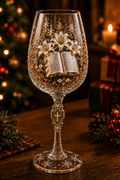 🎉🇺🇸 Limited Edition! 🔥 Only 100 sets available!  ✝️Faith & Grace 3D Christian Wine Glass Set – Meaningful Faith Gift✨🎁