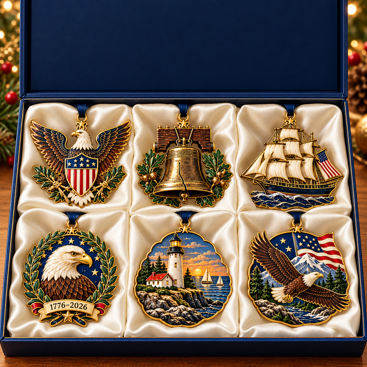 🎉🇺🇸 Limited Edition! 🔥American Eagle Heritage Christmas Ornament Collection