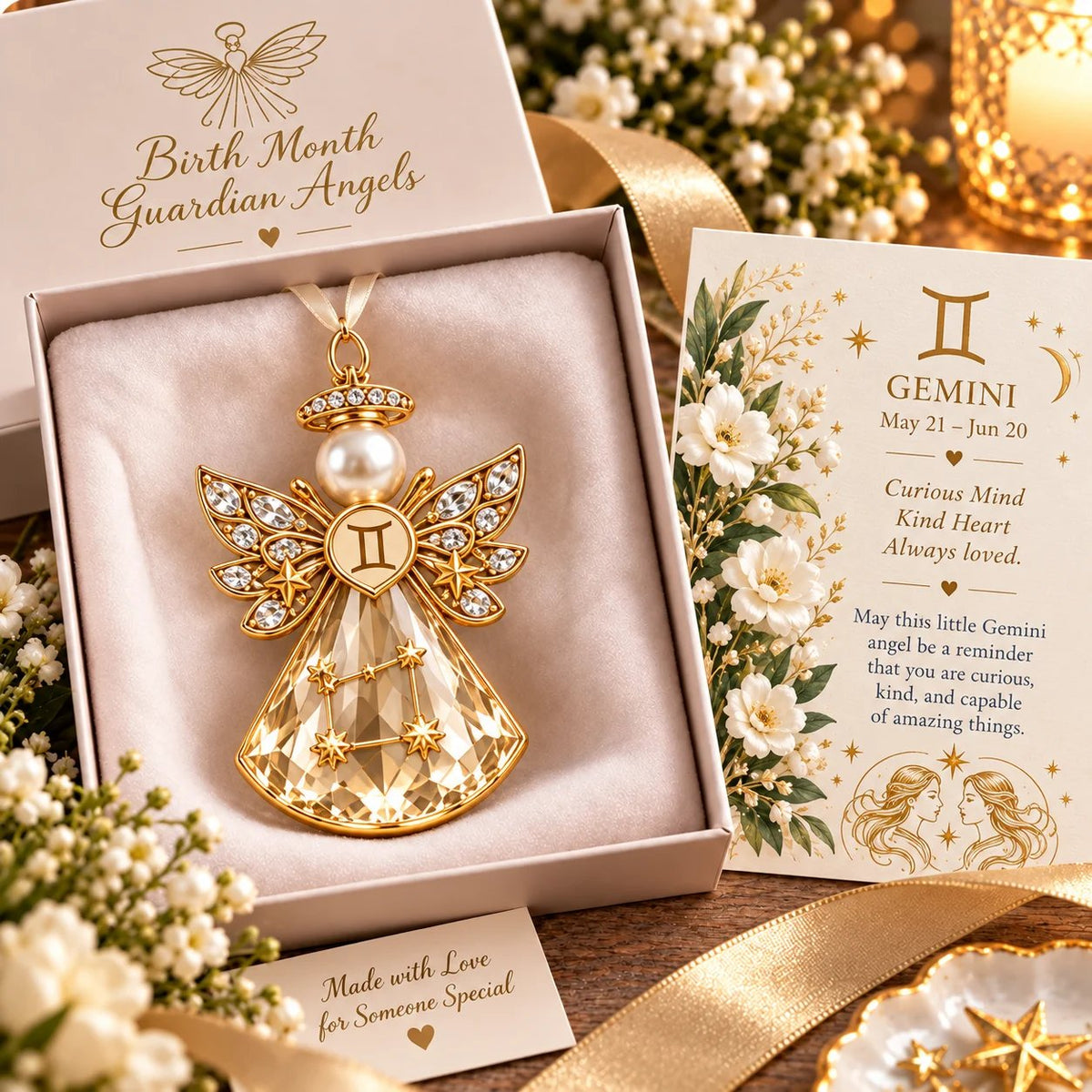 👼 Christmas Zodiac Guardian Angel Keepsake | 12 Signs with Jewel-Toned Designs & Meaningful Gift Cards ✨