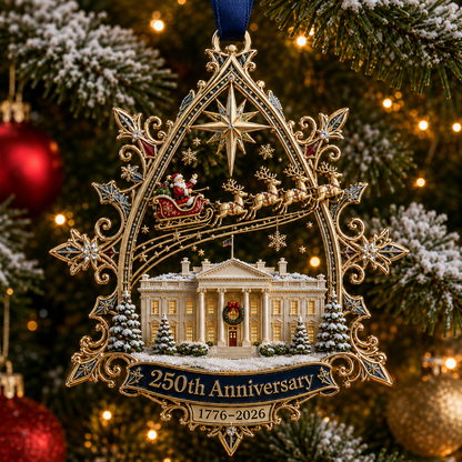 🎉🇺🇸 Limited Edition!🔥🔥250th Anniversary: Santa Flying Over the White House on a Snowy Night