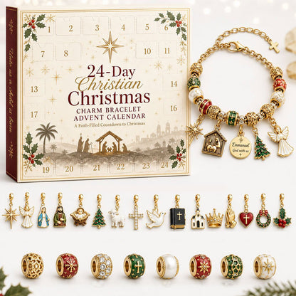 🎉🇺🇸 Limited Edition! 🔥🎄24-Day Christian Christmas Charm Bracelet Advent Calendar