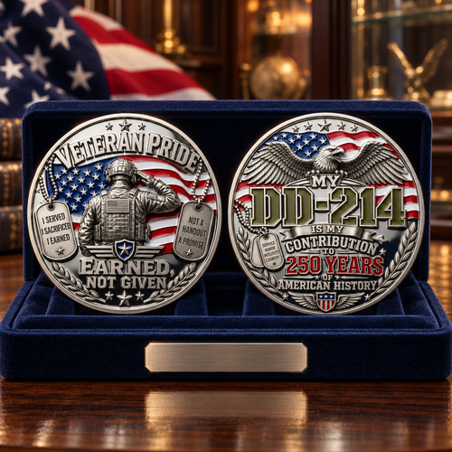 🎉🇺🇸 Limited Edition! 🔥 Only 250 Available! Veteran Pride DD-214 Commemorative Coin