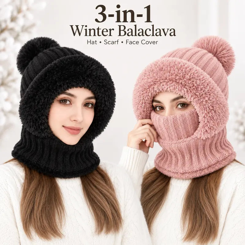 Girls' 3-in-1 Fleece Winter Balaclava - Keep Warm Face Covers & Mask with Hat 🧶