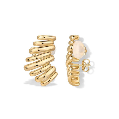 14K Gold Plated Statement Climber Stud Earrings for Women ✨💎