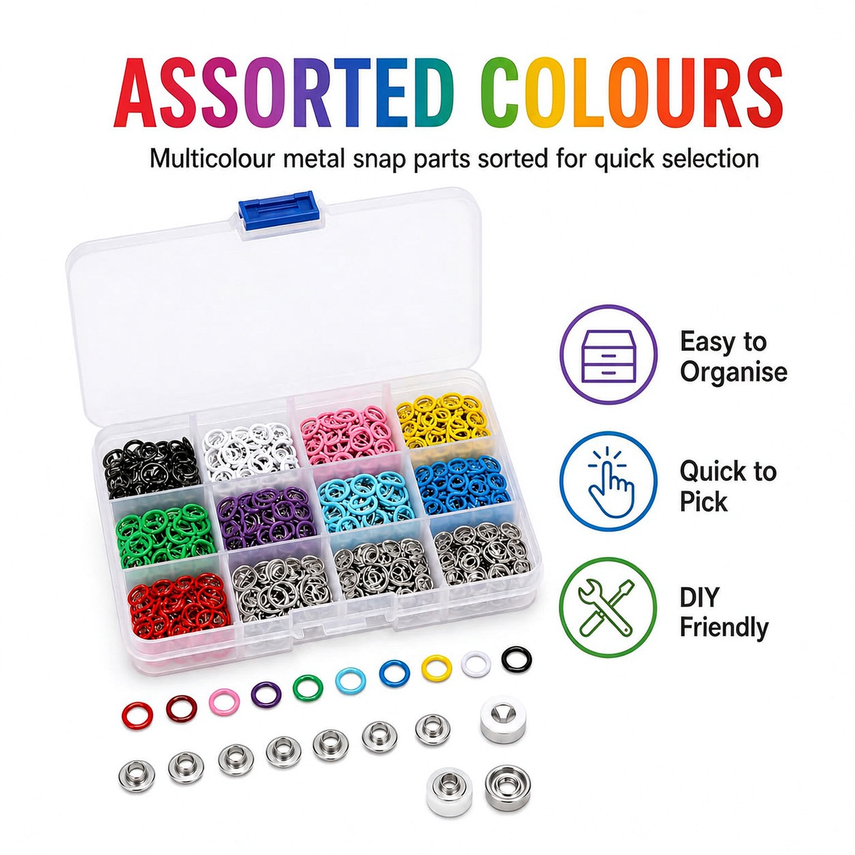 Seamless Stitching Sewing Kit-100Pcs Invisible Colored Metal Buckle & Manual Pressure Pliers 🔧