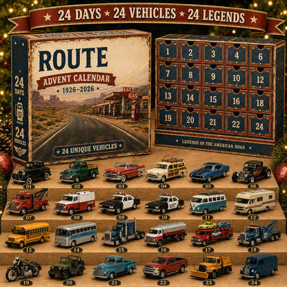 🎉🇺🇸 Limited Edition! 🔥🎁✨ Route 66 Centennial Advent Calendar – 24 Days of American Road Legends | 1926–2026 Collector’s Edition