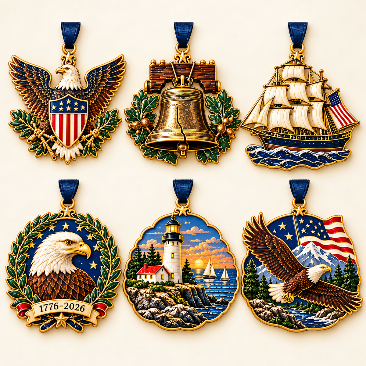 🎉🇺🇸 Limited Edition! 🔥American Eagle Heritage Christmas Ornament Collection