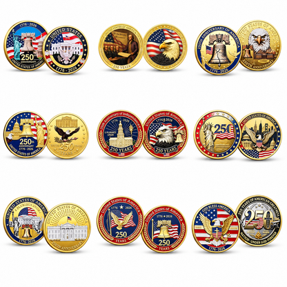 🏆🇺🇸 Limited Edition! 🔥9PCS USA 250th Anniversary Commemorative Coin Gift Set