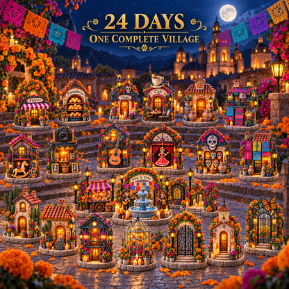 🎉🇺🇸 Limited Edition! 🔥 Only 250 Available! 🌟Día de Muertos Village Advent Calendar