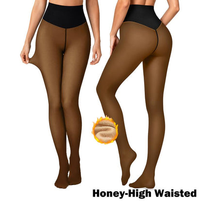 Women Fleece Lined Tights Body Slimming Leggings Sheer Fake Translucent 🖤