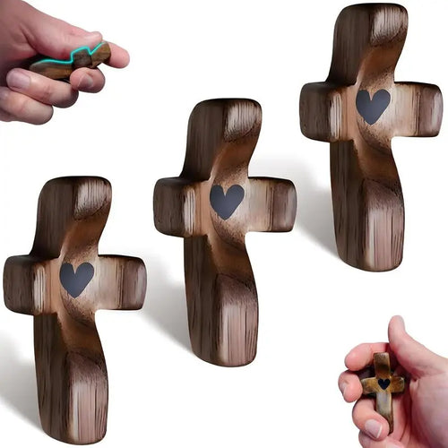 ✝️Handheld Heart-Shaped Pocket Cross – A Christian Keepsake for Prayer and Encouragement