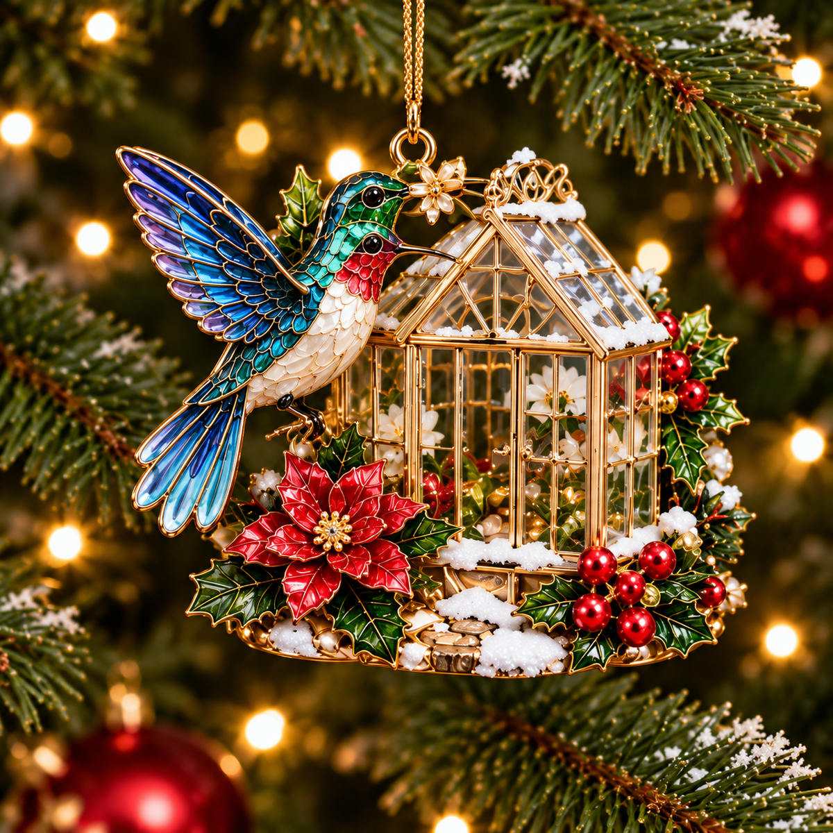Hummingbird Christmas Ornaments – 4-Piece Keepsake Set
