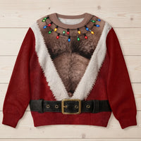 Heavy Hair Chest Santa Sweater