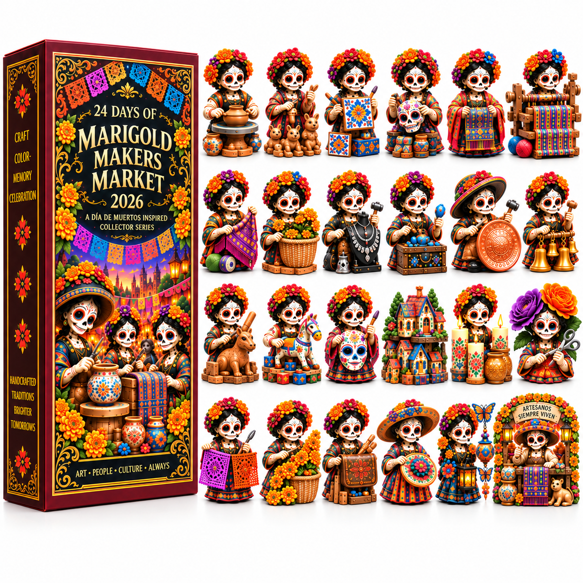 🔥24 Days of Handcrafted Tradition — Día de Muertos Marigold Makers Market Advent Calendar 2026