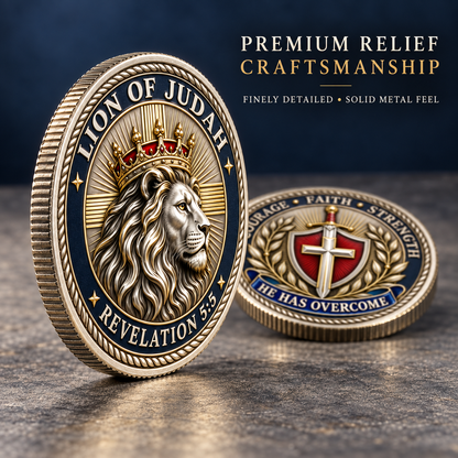 🎉🇺🇸 Limited Edition!🔥🔥Lion of Judah – He Has Overcome Faith Commemorative Coin