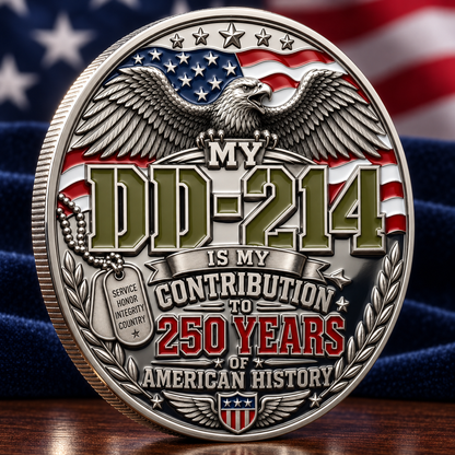 🎉🇺🇸 Limited Edition! 🔥 Only 250 Available! Veteran Pride DD-214 Commemorative Coin