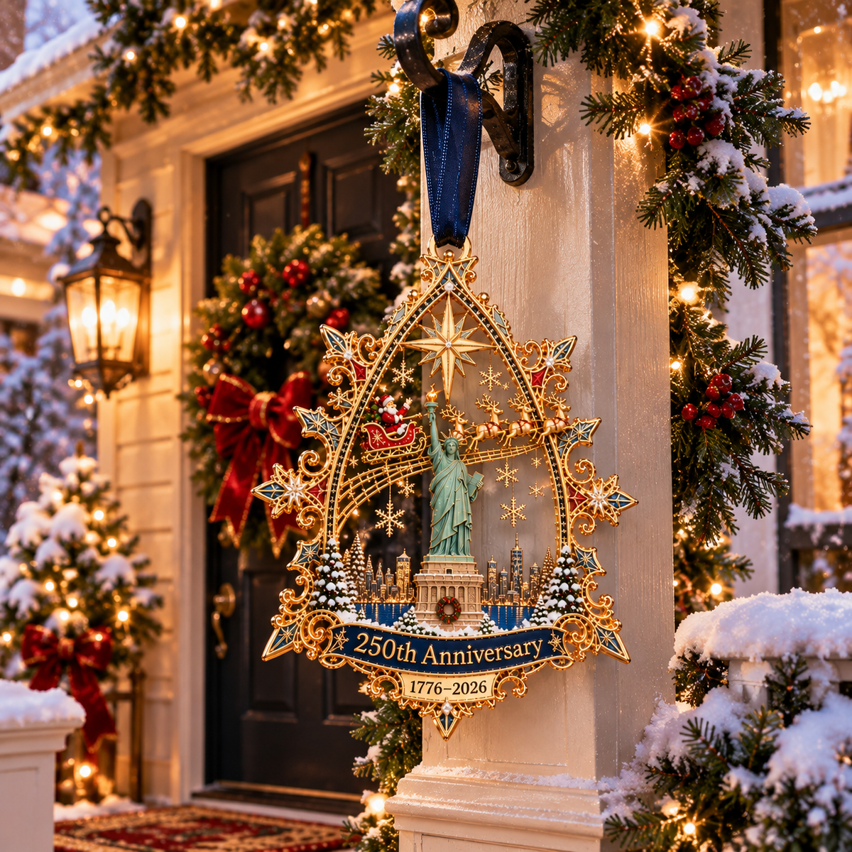 🎉🇺🇸 Limited Edition!🎄250th Anniversary Christmas Ornament 2026,Statue of Liberty & New York City Commemorative Ornament,
