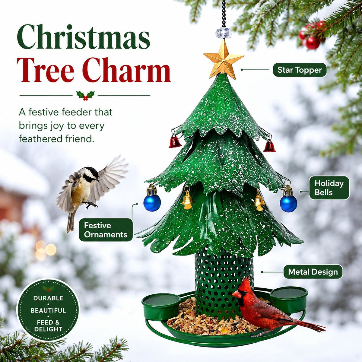 ✨Christmas Tree Bird Feeder 🎄 Festive Backyard Holiday Decor