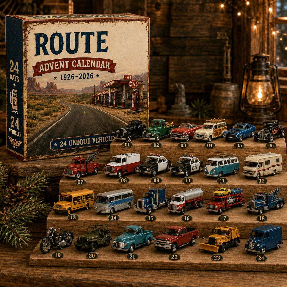🎉🇺🇸 Limited Edition! 🔥🎁✨ Route 66 Centennial Advent Calendar – 24 Days of American Road Legends | 1926–2026 Collector’s Edition
