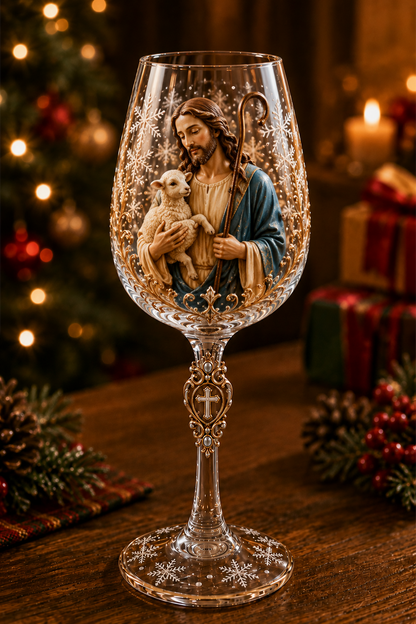 🎉🇺🇸 Limited Edition! 🔥 Only 100 sets available!  ✝️Faith & Grace 3D Christian Wine Glass Set – Meaningful Faith Gift✨🎁
