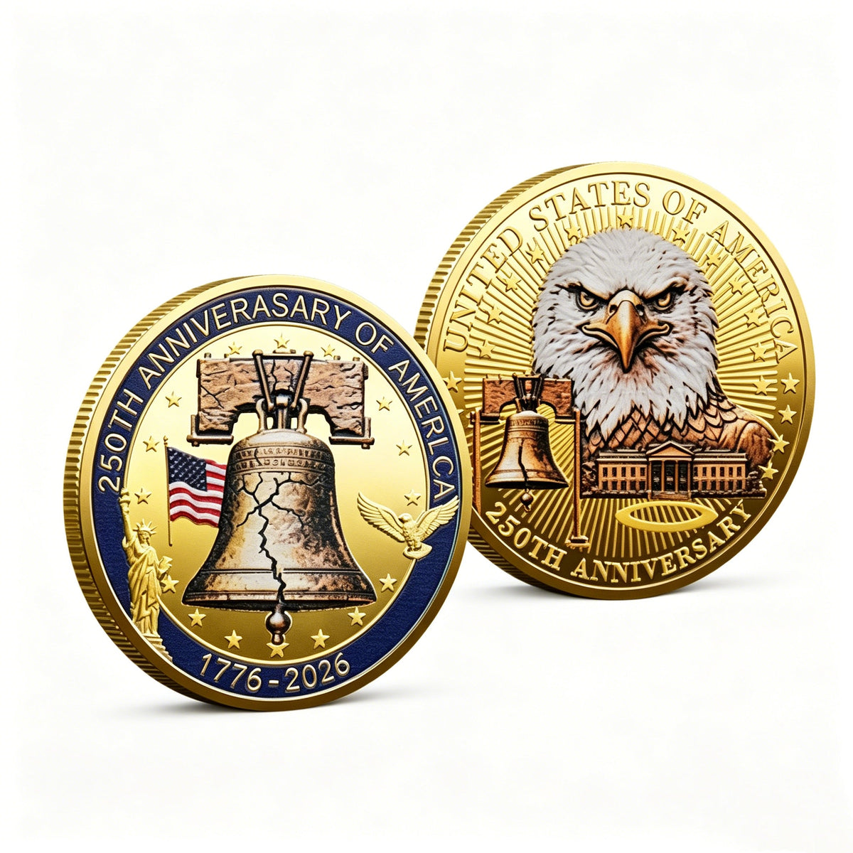 🎉🇺🇸 Limited Edition! 🔥🎁9PCS USA 250th Anniversary Commemorative Coin Gift Set