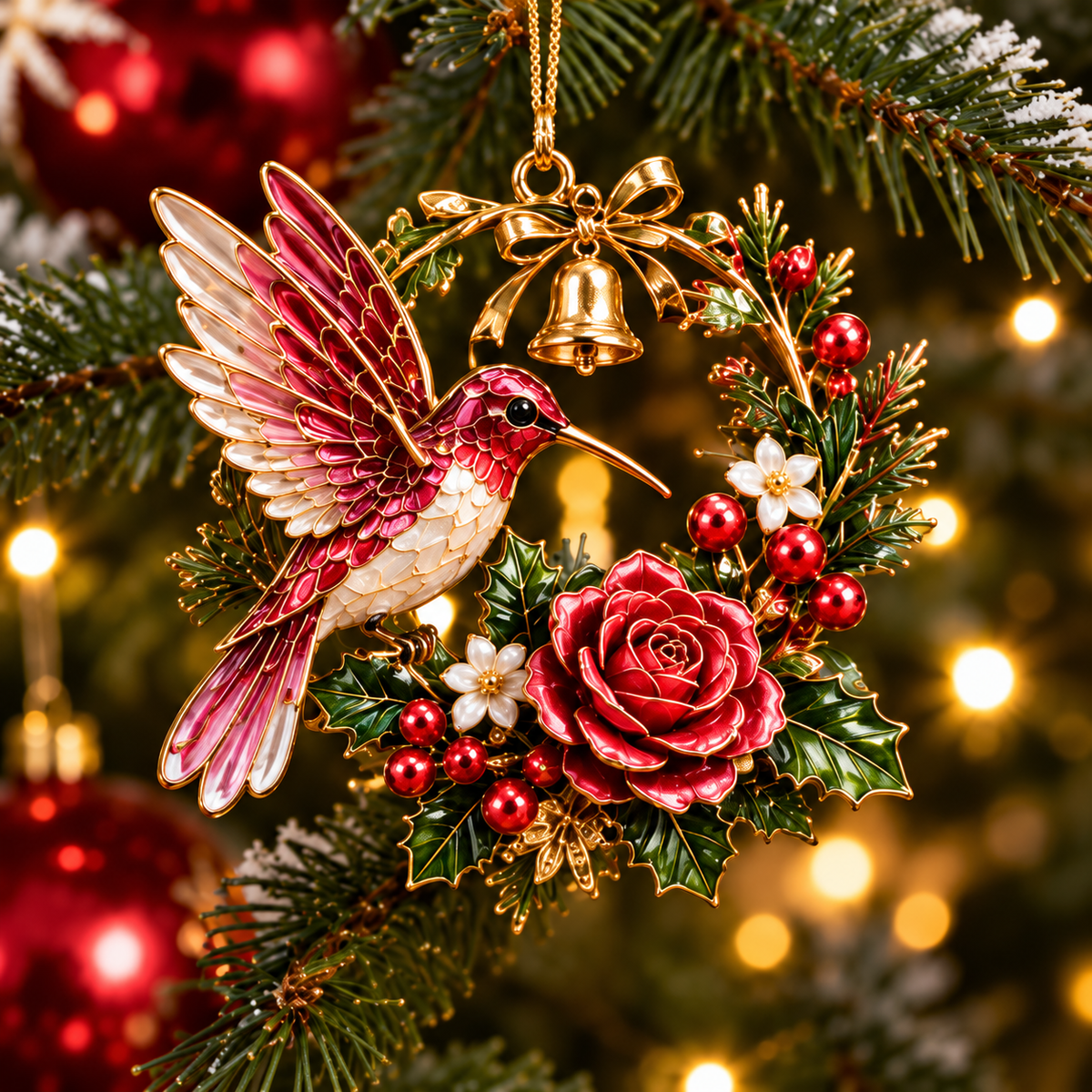 Hummingbird Christmas Ornaments – 4-Piece Keepsake Set