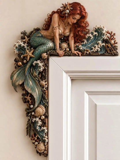 🧜‍♀️ 🐚 Beautiful Mermaid Door Corner 🌊 Waves & Seashells Fantasy Wall Decor
