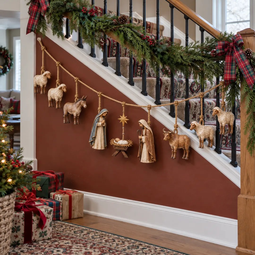 ✝️🎄Handcrafted Wooden Nativity Garland