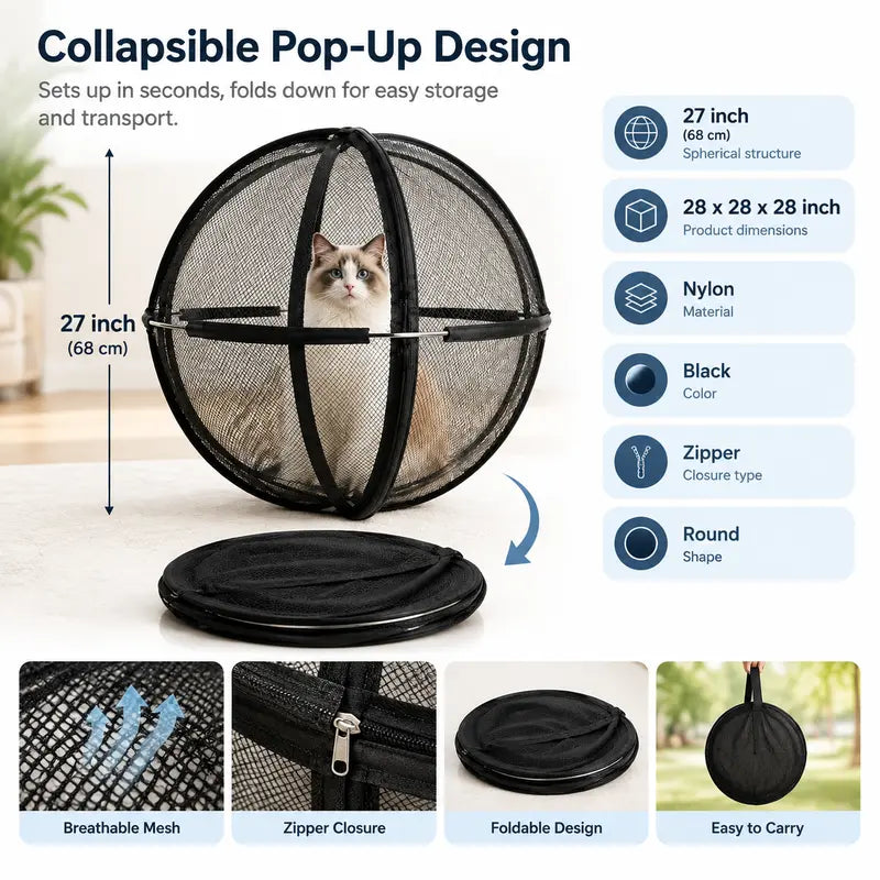 Portable Outdoor Cat Enclosure Mesh Ball Cat Cage 🐱