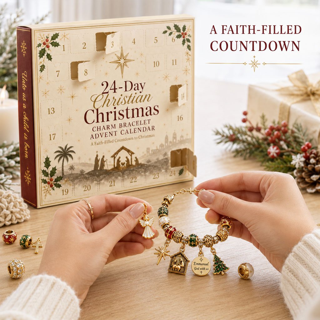 🎉🇺🇸 Limited Edition! 🔥🎄24-Day Christian Christmas Charm Bracelet Advent Calendar